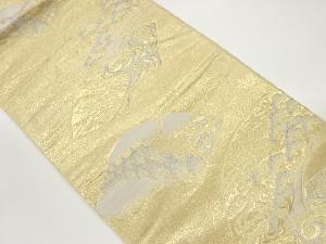 地紙に松・寺院・橋模様織出し袋帯